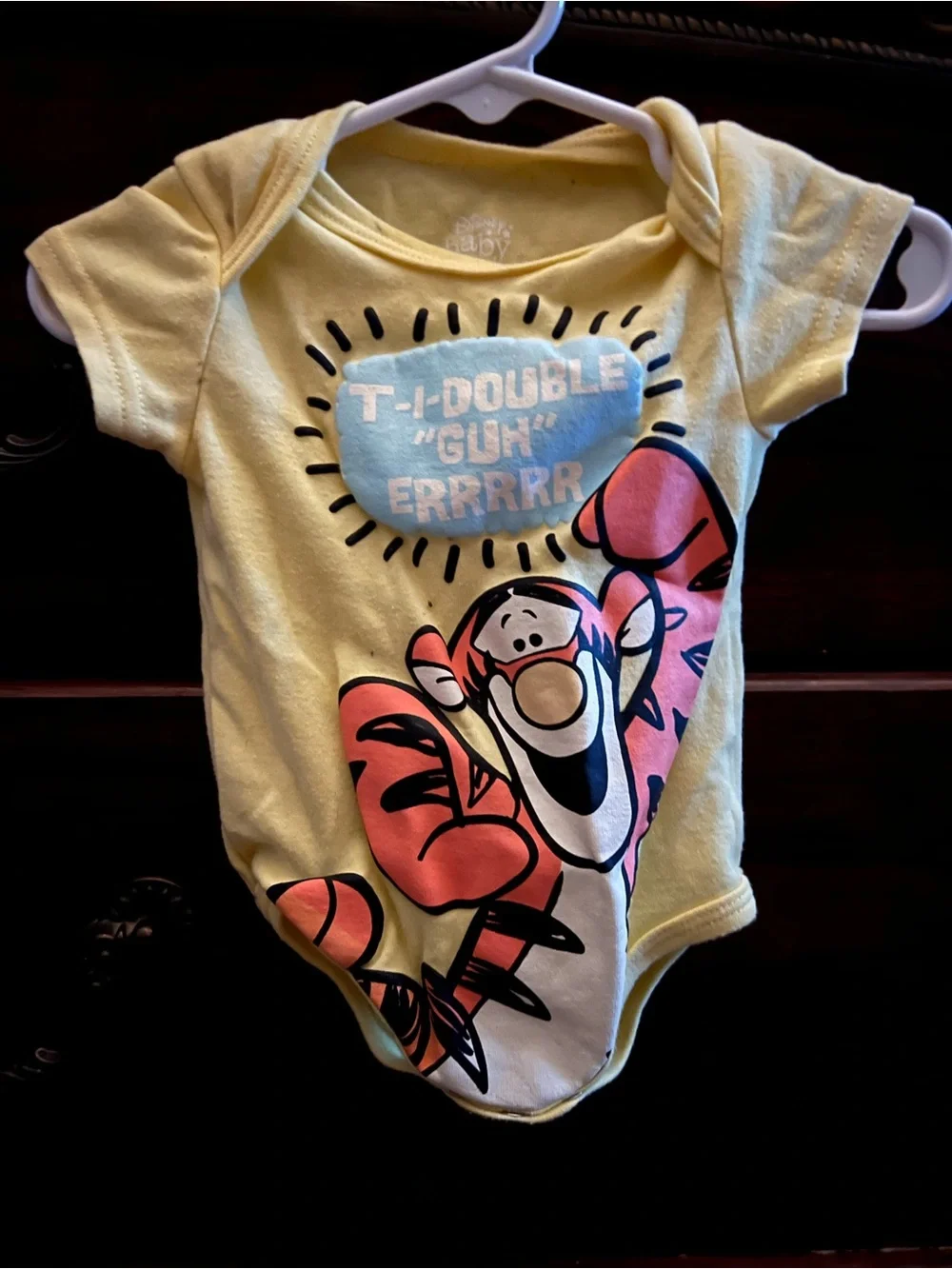 Disney Pale Yellow Short Sleeve Tee with Small Ink Mark